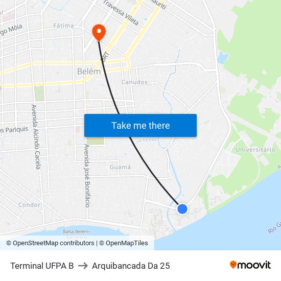 Terminal UFPA B to Arquibancada Da 25 map