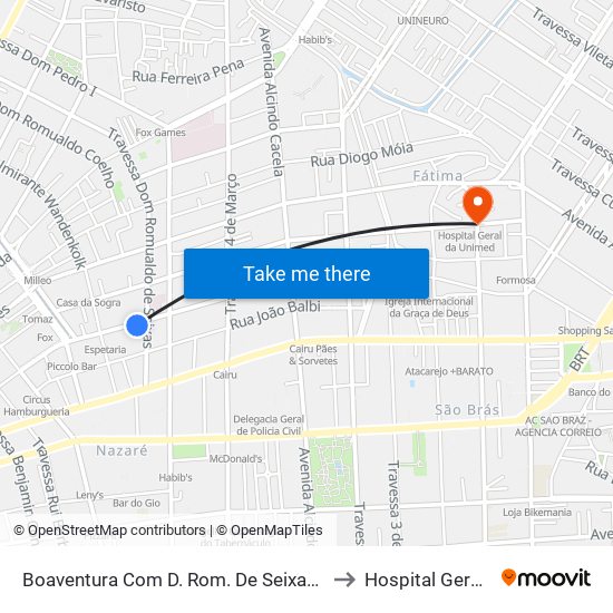 Boaventura Com D. Rom. De Seixas | Beneficente Portuguesa to Hospital Geral da Unimed map
