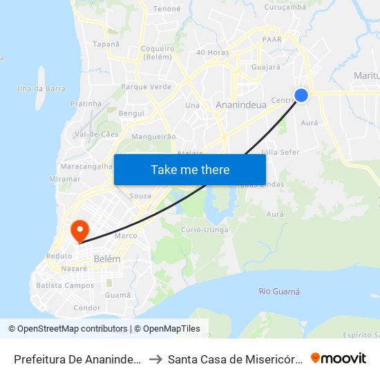 Prefeitura De Ananindeua | Br-316 to Santa Casa de Misericórdia do Pará map