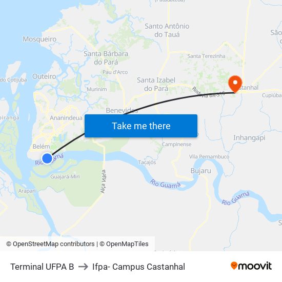 Terminal UFPA B to Ifpa- Campus Castanhal map