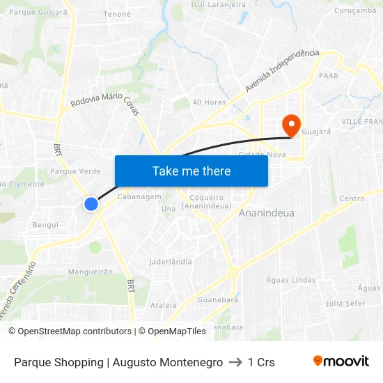 Parque Shopping | Augusto Montenegro to 1 Crs map