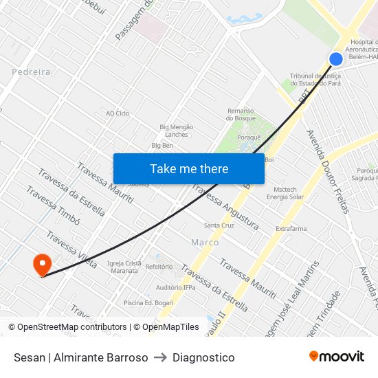 Sesan | Almirante Barroso to Diagnostico map