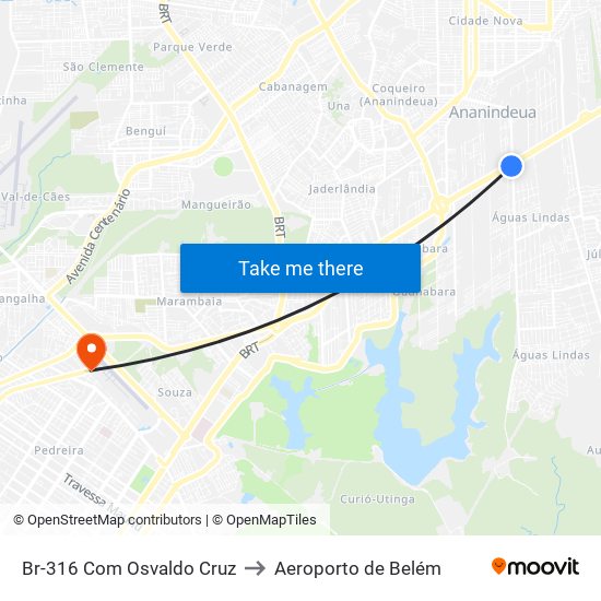 Br-316 Com Osvaldo Cruz to Aeroporto de Belém map