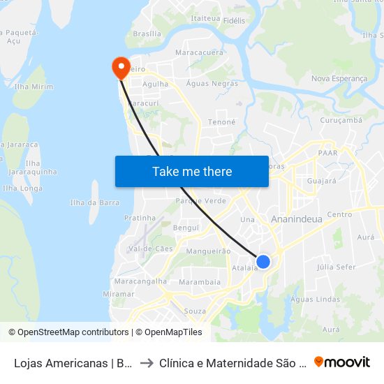 Lojas Americanas | Br-316 to Clínica e Maternidade São Lucas map