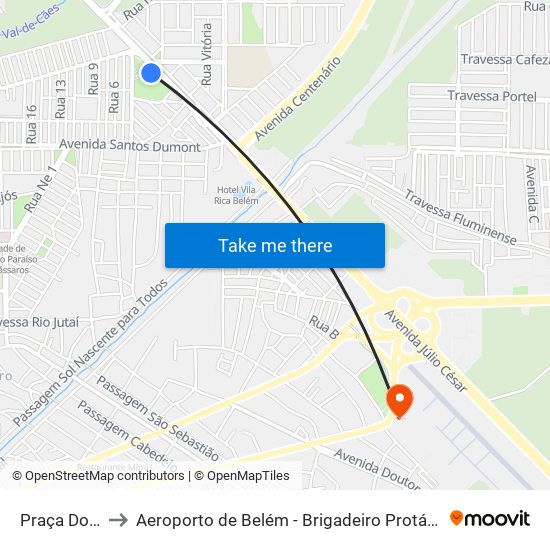 Praça Do Marex to Aeroporto de Belém - Brigadeiro Protásio de Oliveira - SBJC map