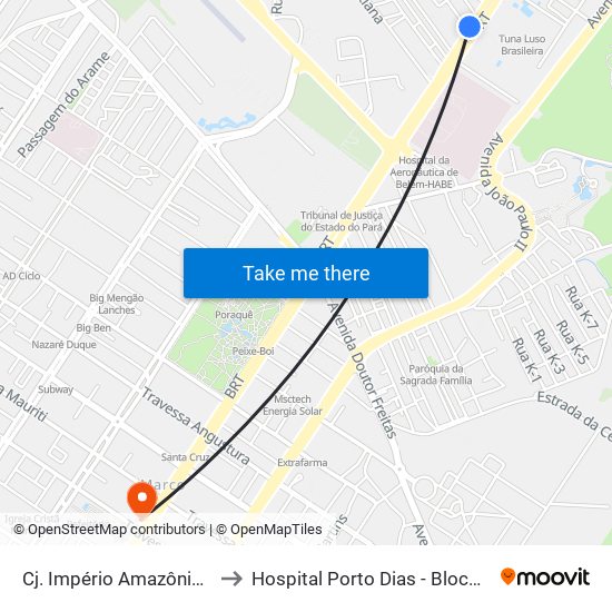 Cj. Império Amazônico | Almirante Barroso to Hospital Porto Dias - Bloco D / 5° Andar (Consultórios) map
