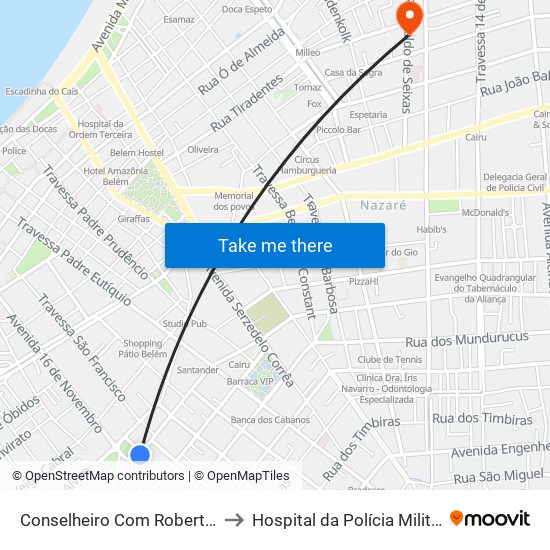 Conselheiro Com Roberto Camelier to Hospital da Polícia Militar do Pará map