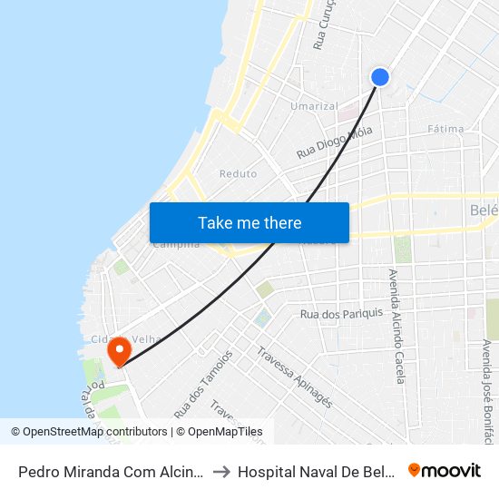 Pedro Miranda Com Alcindo to Hospital Naval De Belém map