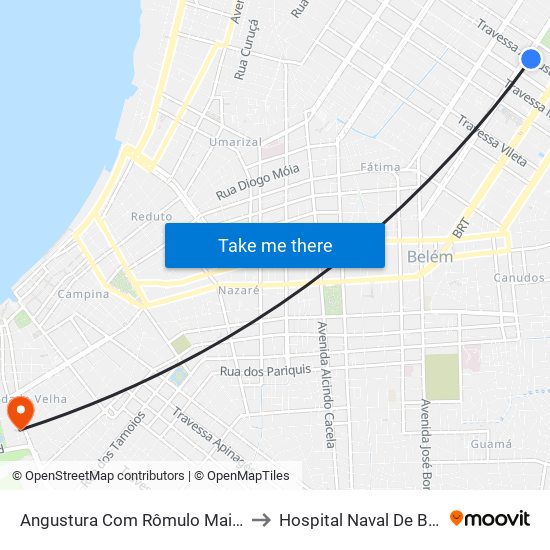 Angustura Com Rômulo Maiorana to Hospital Naval De Belém map