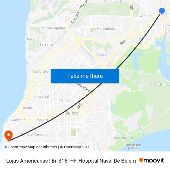 Lojas Americanas | Br-316 to Hospital Naval De Belém map