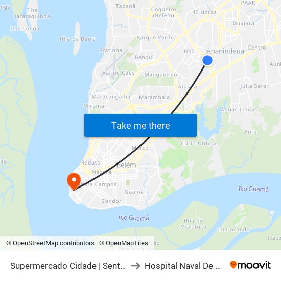 Supermercado Cidade | Sentido Sul to Hospital Naval De Belém map