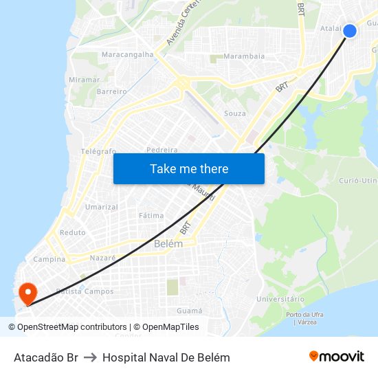 Atacadão Br to Hospital Naval De Belém map