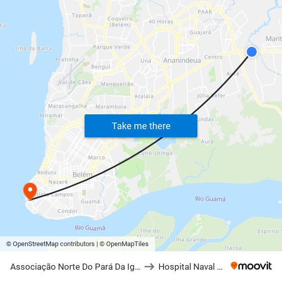 Associação Norte Do Pará Da Igreja Adventista to Hospital Naval De Belém map