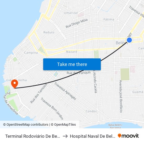Terminal Rodoviário De Belém to Hospital Naval De Belém map
