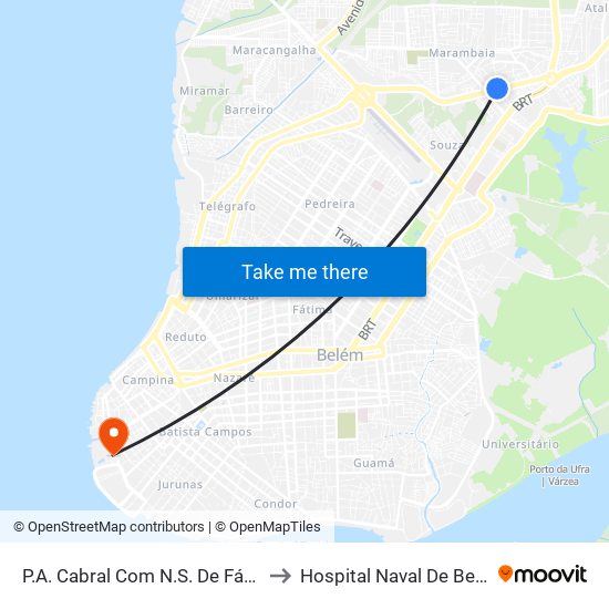 P.A. Cabral Com N.S. De Fátima to Hospital Naval De Belém map