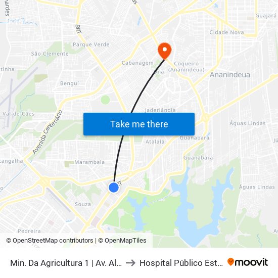 Min. Da Agricultura 1 | Av. Almirante Barroso to Hospital Público Estadual Galileu map