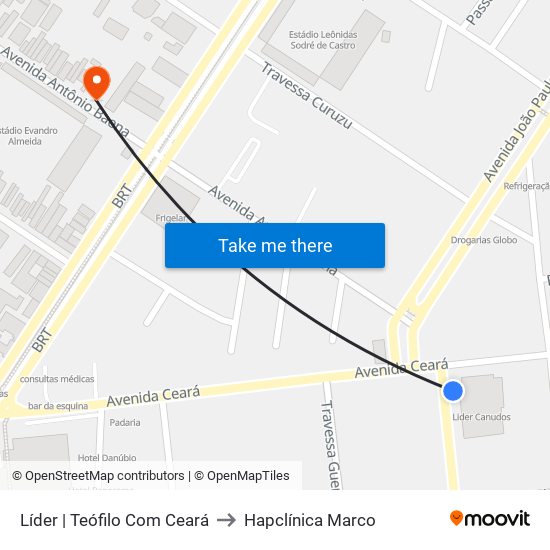 Líder | Teófilo Com Ceará to Hapclínica Marco map