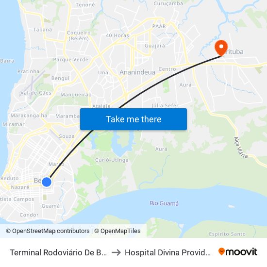 Terminal Rodoviário De Belém to Hospital Divina Providência map