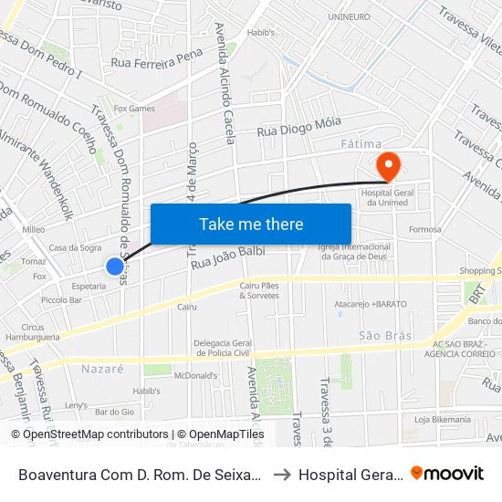 Boaventura Com D. Rom. De Seixas | Beneficente Portuguesa to Hospital Geral Da Unimed map