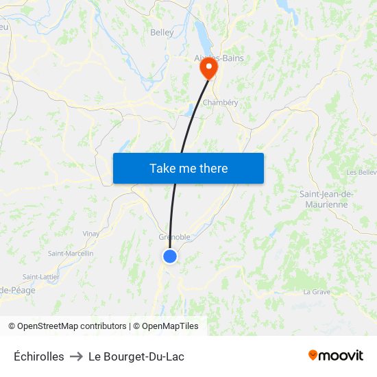 Échirolles to Le Bourget-Du-Lac map