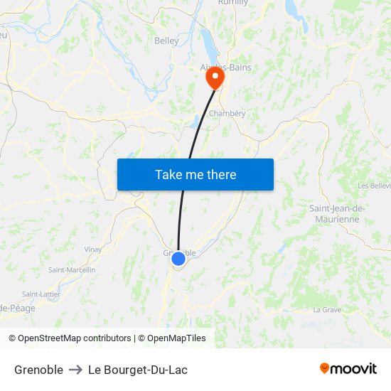 Grenoble to Le Bourget-Du-Lac map