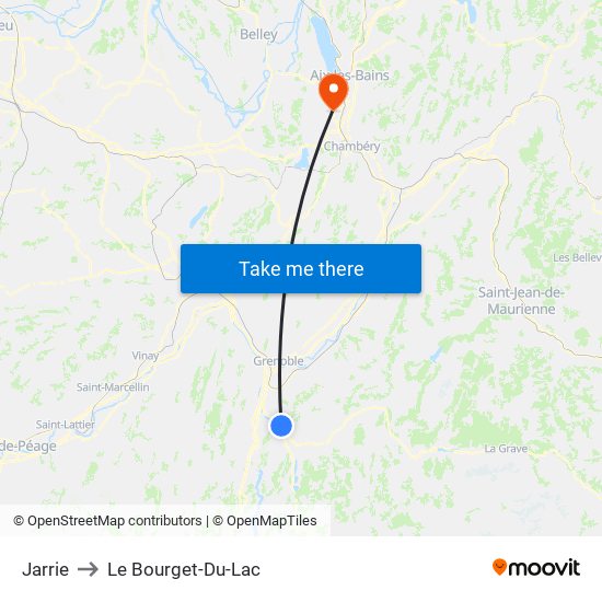 Jarrie to Le Bourget-Du-Lac map