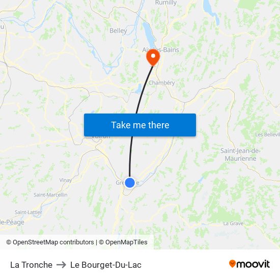 La Tronche to Le Bourget-Du-Lac map