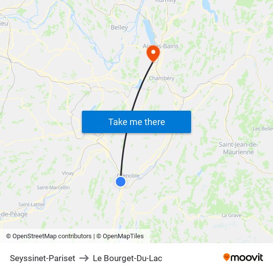 Seyssinet-Pariset to Le Bourget-Du-Lac map