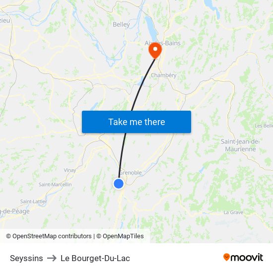 Seyssins to Le Bourget-Du-Lac map
