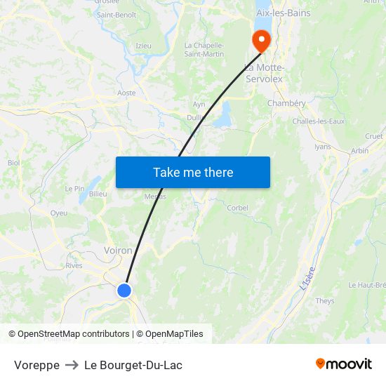 Voreppe to Le Bourget-Du-Lac map