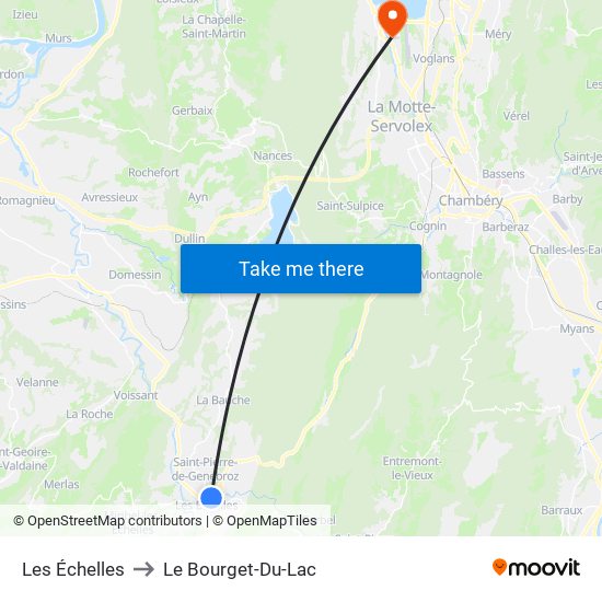 Les Échelles to Le Bourget-Du-Lac map