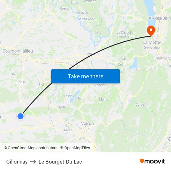 Gillonnay to Le Bourget-Du-Lac map