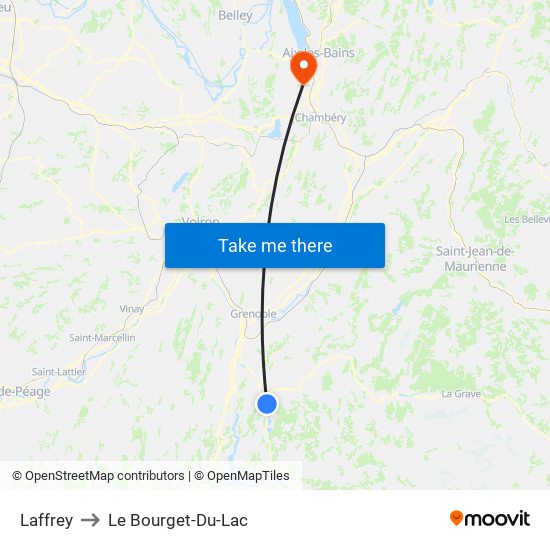 Laffrey to Le Bourget-Du-Lac map