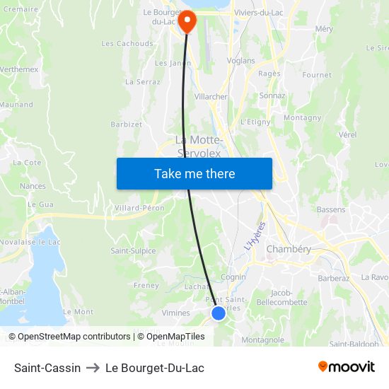 Saint-Cassin to Le Bourget-Du-Lac map