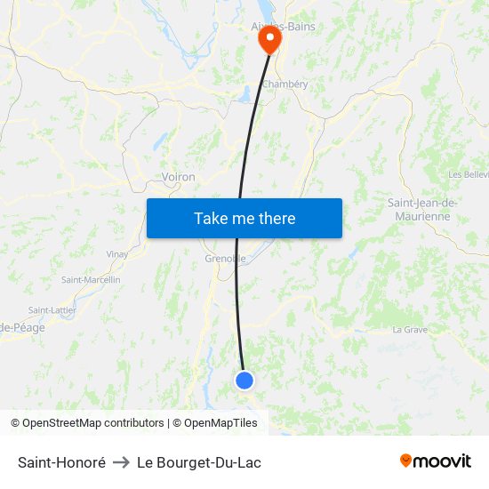 Saint-Honoré to Le Bourget-Du-Lac map