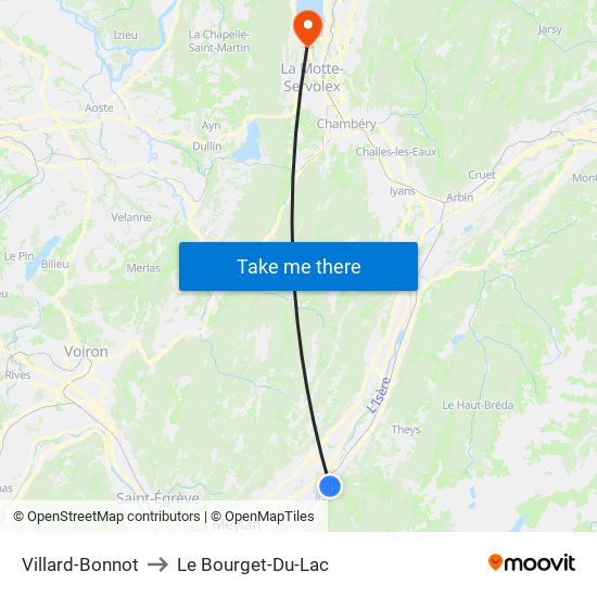 Villard-Bonnot to Le Bourget-Du-Lac map