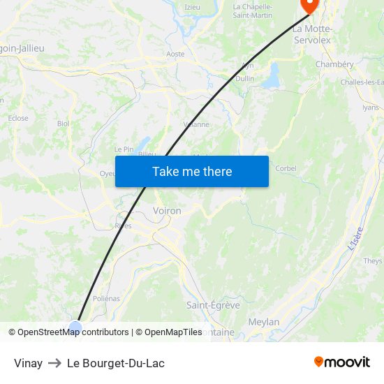 Vinay to Le Bourget-Du-Lac map