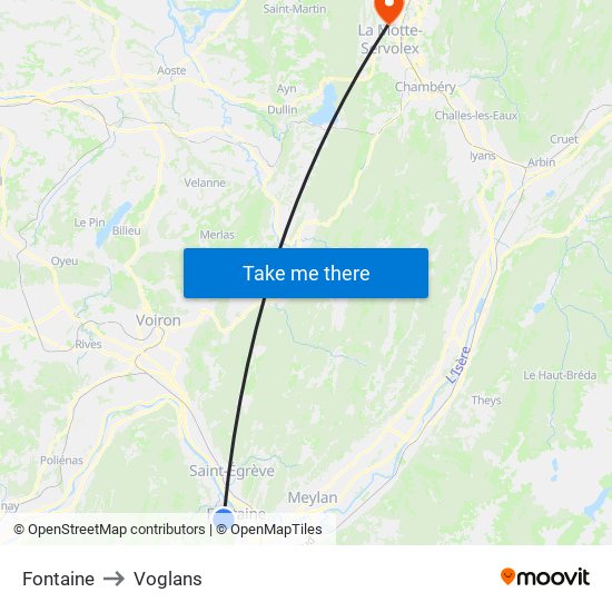 Fontaine to Voglans map