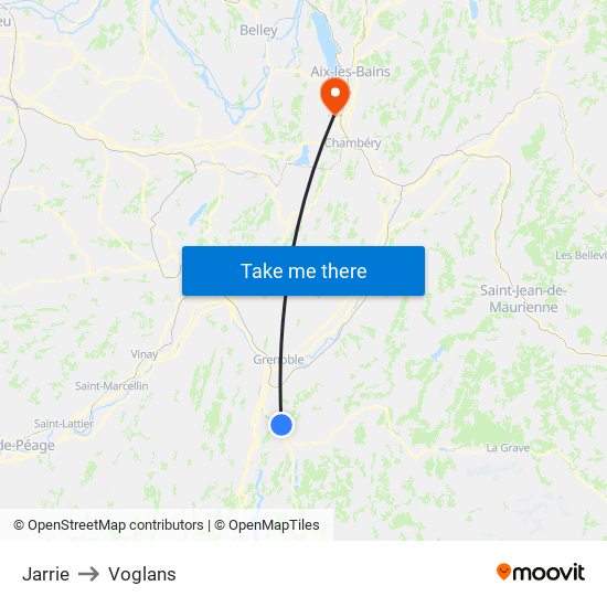 Jarrie to Voglans map