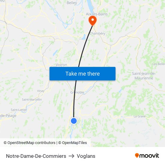 Notre-Dame-De-Commiers to Voglans map