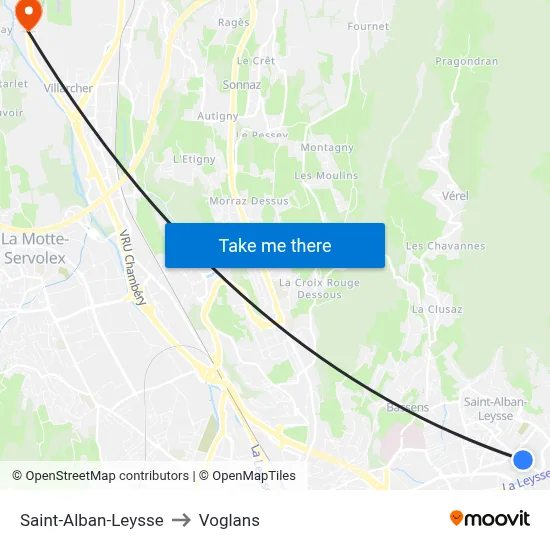 Saint-Alban-Leysse to Voglans map