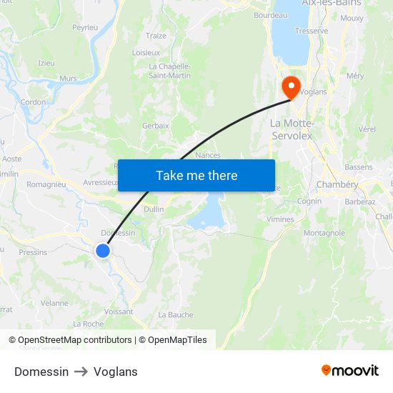 Domessin to Voglans map