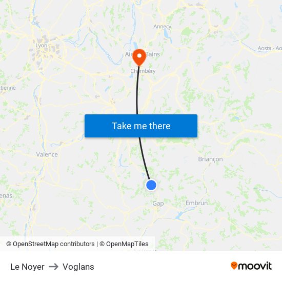 Le Noyer to Voglans map