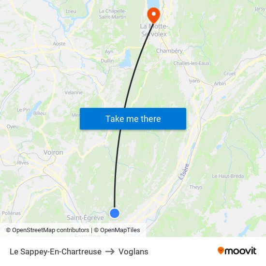 Le Sappey-En-Chartreuse to Voglans map