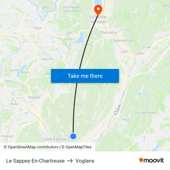 Le Sappey-En-Chartreuse to Voglans map