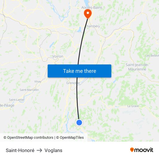 Saint-Honoré to Voglans map