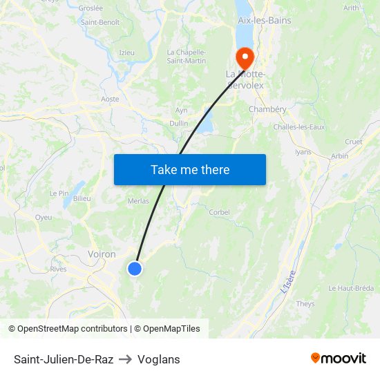 Saint-Julien-De-Raz to Voglans map
