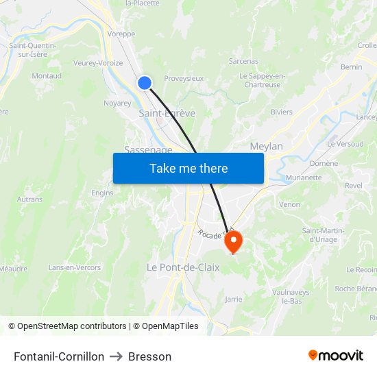 Fontanil-Cornillon to Bresson map