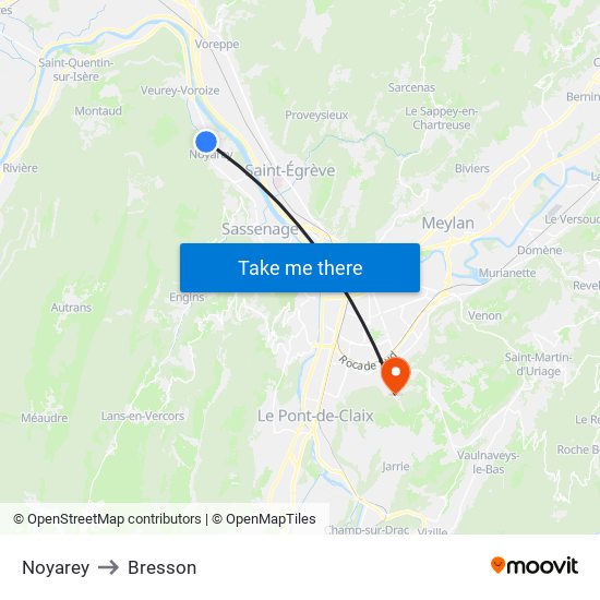 Noyarey to Bresson map