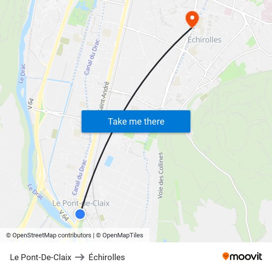 Le Pont-De-Claix to Échirolles map